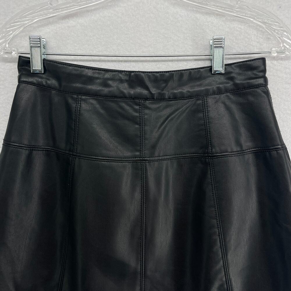 FREE PEOPLE Skirt 2 Maisie Vegan Mini Faux Leather Snap Front Closure Black - Picture 7 of 12